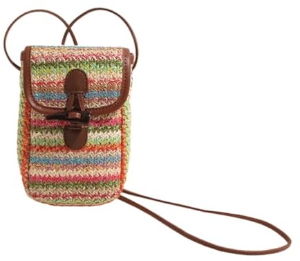 Stråväska Halmväskor For Kvinnor Boho Vävda Axelväskor For Semesterresor För Kvinnor(Multi-colored)