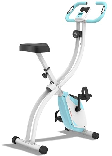 Ultrasport F-Bike 150, cykeltränare, fitnesscykel, LCD-träningsdator, hopfällbar motionscykel, maximal användarvikt 110 kg, pulsmätning, 8 motståndsnivåer, handdukshållare