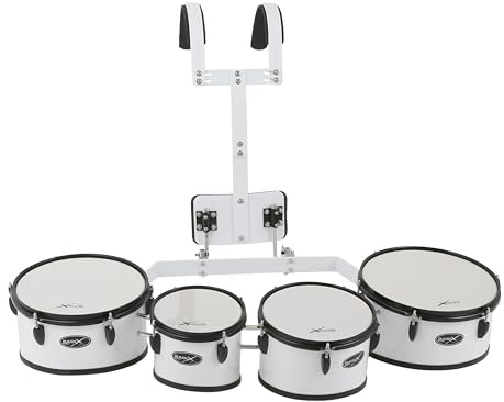 GEWA Marching Quad-Tom-Set, Marschtrommel, 8 x 8 , 10 x 8, 12 x 8, 13 x 8, Holzkessel weiß foliert, inkl. Tragegestell