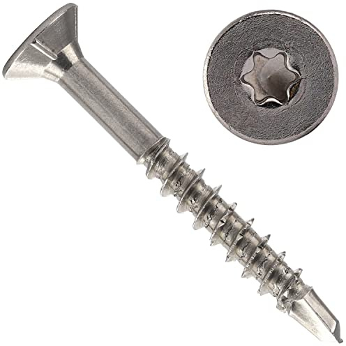OPIOL QUALITY® Spanplattenschrauben mit Bohrspitze, Senkkopf und Innensechsrund 4x40 mm aus Edelstahl A2 V2A (100 Stück) Teilgewinde Holzschrauben Selbstschneidende