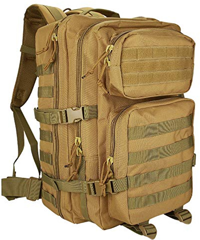 ProCase Mochila 40L Táctica Militar, Paquete de Asalto MOLLE de Gran Capacidad para Utilidad Militar, Bolsa de Emergencia de 3 Días para Caza Senderismo Acampada y Actividad al Aire Libre –Caqui