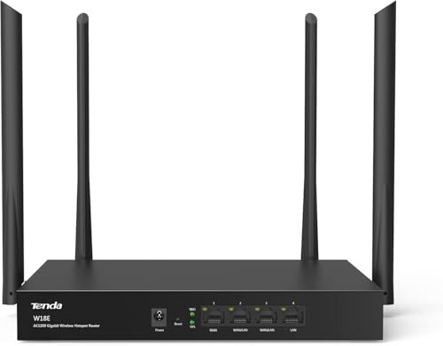Tenda W18E Gigabit Wireless Router Wi-Fi de Doble Banda AC1200 Inalámbrico, 4 Puertos Gigabit, 4 Antenas 4 * 5dBi, 2.4GHZ / 5GHz, Modo de Punto de Acceso, 3 WAN / 3 LAN, Capacidad para 50 Usuarios