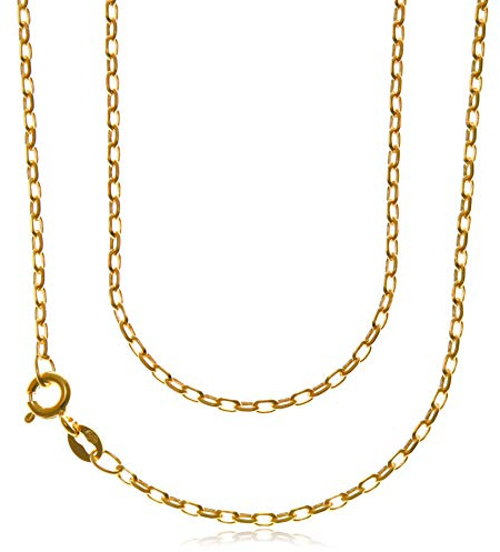 Alexander Castle 18 Solid 9ct Gold Chain Rolo Belcher Chain Necklace - 1.5mm - Yellow Gold Necklace for Women with Jewellery Gift Box