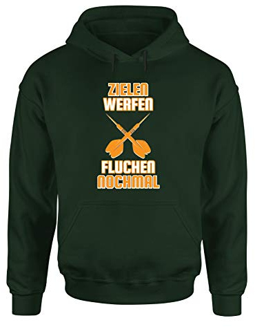Zielen Werfen Fluchen Nochmal Hoodie Unisex Dart Spruch T-Shirt Dart Teamshirt