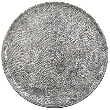 Rundes Deko-Tablett aus Metall in Silber ø 49 cm Glamour Look Kitnos