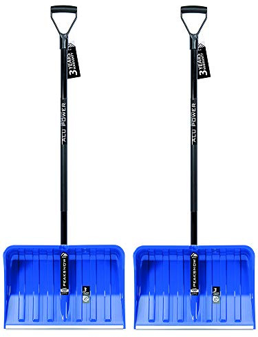 Lot de 2 pelles à neige avec poignée ergonomique – Pelle à neige pour petites et grandes quantités de neige – Lame en plastique, largeur de la lame : 55 cm, manche en aluminium