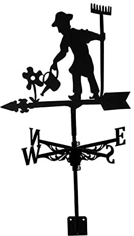 Gnohnay Girouette de Jardin Exterieur, Weathercock Wind Direction Indicator, Girouette en Métal de Toit, Girouette Faucheuse Rétro Ferme (Jardinier)