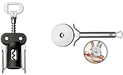 WMF Clever&More Korkenzieher Wein 20 cm, Weinflaschenöffner, Flaschenöffner für Wein und Prosecco, Weinöffner mit Kapselheber & Profi Plus Pizzaschneider 19,8 cm, Pizzaroller, Pizza Cutter