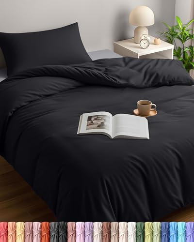 Utopia Bedding Single Duvet Cover Set with 1 Pillowcase 50x75 cm, Black | Microfiber Bedding Quilt Cover Set with Pillowcases, Oeko-TEX Certified,Soft Breathable Comfort - Ideal for Home and Hotels