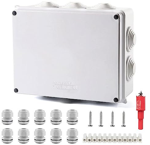Scatola Derivazione Esterna, IP65 Scatola Elettrica da Esterno, con Morsettiere, Viti, ABS Stagna Cassetta Di Derivazione, per Progetti di Automazione, Garage