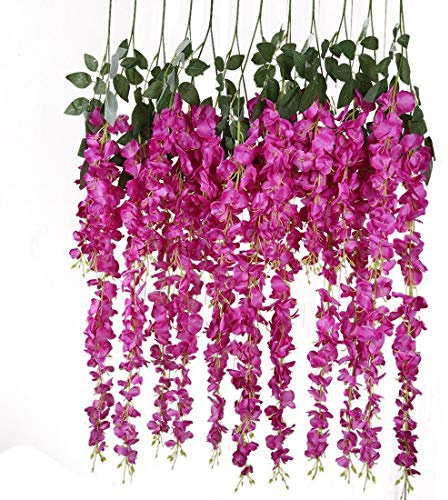 Veryhome 6 stück/los 3.6 füße/stück künstliche Blumen gefälschte Wisteria Vine seidenblume für Hochzeit Dekorationen hausgarten Party Decor (Rose Rot)