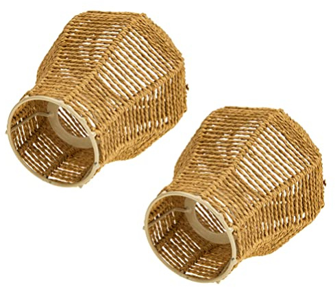 Yardwe 2 Pezzi Intrecciati Lampada a Sospensione Intrecciata Copri Il Lampadario di Canapa Corda di Corda Paralume Cumulo di Cima a Sospensione per Soggiorno per Soggiorno