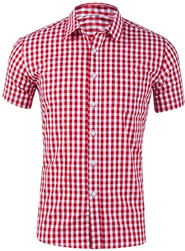 Générique Chemisette Masculine Chemise décontractée à Carreaux pour Hommes avec Poche à Manches Courtes et col Rabattu Chemise Formelle à Boutons Chemises Homme Dégagement Manches Longues