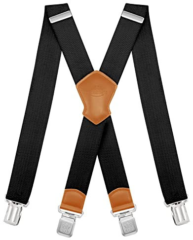 Dresime Bretelles Homme Larges Réglable Élastique Extra Fort 4 Robuste Clips, pour Hommes et femmes avec en forme X Design et Sangles Extra Larges -4cm