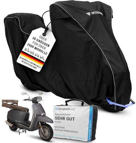 MYCOVER bâche de Protection Scooter réalisée à la Main : résistante à l’Hiver et imperméable - Robuste et résistante à la déchirure - Housse extérieure & intérieure pour Scooter - M+TC