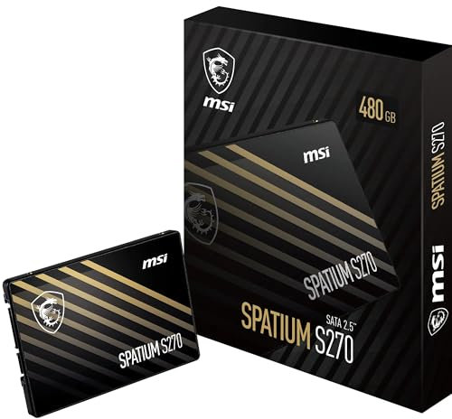 MSI SPATIUM S270 SSD 480GB - SATA 3 2.5 Solid State Drive, 500MB/s Read & 450MB/s Write, 3D NAND, Built-In Data Security, MSI Center - 5 Year Warranty (250 TBW)