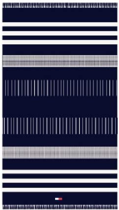 Tommy Hilfiger, Strandtuch oder Pool-Fouta mit Fransen aus reiner Jacquard-Baumwolle 90 x 170 cm Breton