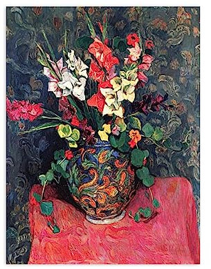 NOLEGA Hans Purrmann Berühmte Gemälde Poster Gladiolen und Kapuzinerkresse Druck auf Leinwand,Reproduktion auf Leinwand,Heim Wohnzimmer Wandkunst Bilder 30x40cm Ungerahmt