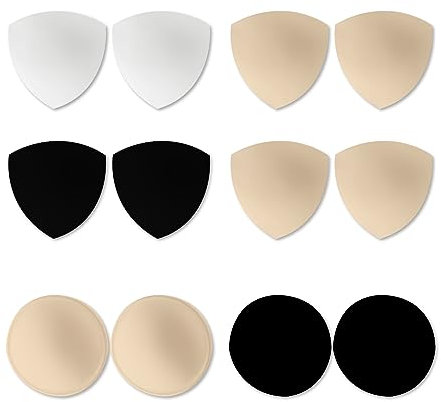 6 Pairs Of Breathable Breast Pads, Triangle Pads, Round Pads, Detachable Pads, Insertable Breast Pads For Women, Suitable For Sports Bra, Swimsuit, Bikini