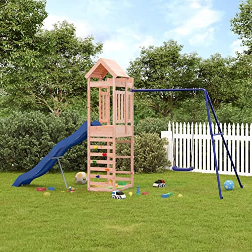 Tidyard Set da Gioco,da Giardino,con Scivolo,Altalena,e Arrampicata,in Legno di Douglas,422x185x239 cm,Giochi Giardino,Parco Giochi Esterno,Altalena,Scivolo,Arampcata,da Giardino in Legno
