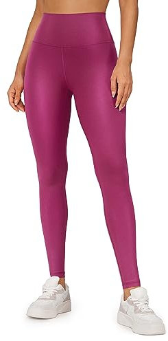 CRZ YOGA Butterluxe Cintura Alta Cuero Sintético Mate Leggings para Mujer - 71cm Patrón Clásico Púrpura Magenta 40
