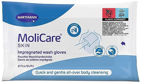 MoliCare Skin Feuchte Waschhandschuhe: Zur praktischen und schonenden Ganzkörperreinigung, 8 Stück