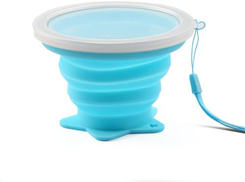 Gobelet à eau pliable en silicone compact et pratique avec couvercle – Votre compagnon de voyage portable (gris ou bleu)