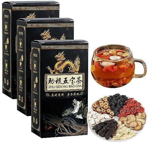Ginseng Five Treasures Tea, Formula del Tè per Reni e Fegato, Tonifica i Reni per Gli Uomini (3 Scatole)