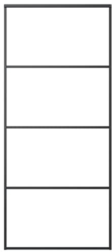 Gecheer Puerta corredera, kit de montaje, de vidrio ESG y aluminio, negro y transparente, 90 x 205 cm, juego de puertas correderas de vidrio y aluminio