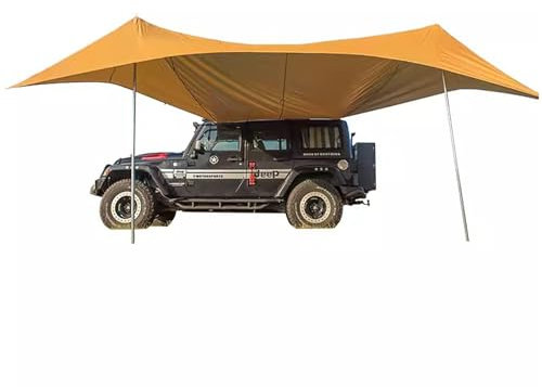 JCSRYD Sonnensegel Wohnwagen Wohnmobil Markise, Sonnenschutz, Tragbare Auto Markise, Camping-Plane mit Verstellbaren Planenstangen und Saugnapf für SUV/LKW/Van