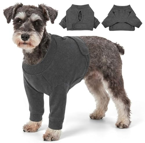 CITÉTOILE Genesungsanzug für Hunde Vorderkörper, Postoperativer Schutzanzug Vordere Pfoten, Atmungsaktive Medizinische Kleidung gegen Lecken, Ellbogen- und Knieschutz für Wunden und Verbände, Grau, S