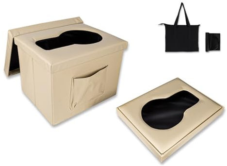 Tragbare Campingtoilette Mit Weichem Deckel Faltbar Mobile Trenntoilette Für Wohnmobil Notfall Toilette Für Unterwegs Töpfchenklo Maximale Belastung 100 Kg Für Wandern Angeln Reisen, Beige