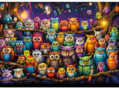 TangComplete Owl Family Puzzles for Adults 1000 Pieces, Puzzles with Letters on Back, Impossible Hard Difficult Challenging, Precise Interlocking Pieces, Home Wall Decoration & Ideal Gift