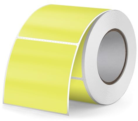 FINDAT Gelb Thermoetiketten 50 × 50 mm Quadratisch Selbstklebend 500 Stück | Für Büro, DIY, Design, Barcode & Versand. Vinyl, Aufkleber, Wasserdicht, Beschreibbar, Rolle