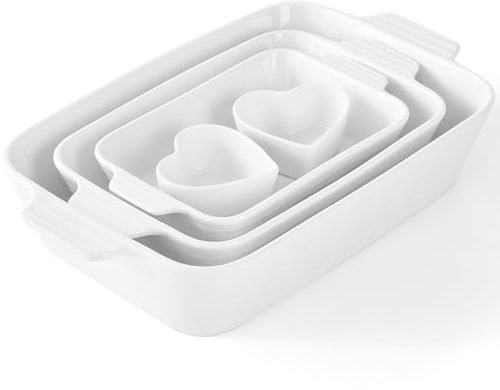 Plat de cuisson pour four, cocottes et plats de cuisson avec ramequin en céramique, grand plat de cuisson profond de 22,9 x 32,8 cm, moules de cuisson rectangulaires antiadhésifs pour la cuisine et la