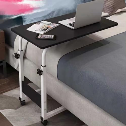 Table de lit réglable avec roulettes verrouillables – Idéal pour les personnes âgées alitées, plateau médical roulant mobile pour lire et manger – Table de lit réglable en hauteur