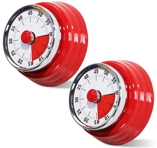 Temporizador visual, 2 unidades de temporizador de cocina mecánico, temporizador de huevos magnético, mecánico de corta duración con base magnética, temporizador de huevos para cocina, cocina, estudio