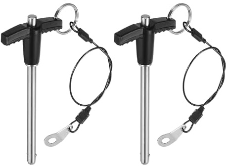QUARKZMAN 2 Stück T-Griff Verriegelungsstifte, 6mm x 60mm Schnellverschlussstifte Verwendungslänge Edelstahl Druckknopf-Schnellspannstift Kugelsperrbolzen