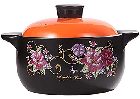 JHHNCVBC Cocotte Floreale per stufati, zuppa di Pesce, pentola da 2,7 Litri Adatta per 2 o 3 Persone, casseruola in Ceramica, pentola per zuppa in Terracotta