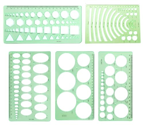 5PCS Circle Template for Drawing, Circle Stencil Template | Premium Plastic Circle Template Geometric Stencils for Drawing