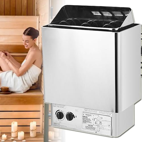 Electric Sauna Heating Stove, Stainless Steel Sauna Heater with Timer & Temperature Adjustable, Wet and Dry Bath Sauna Oven with Internal Controller, for Home Hotel Spa Shower Room,4.5KW