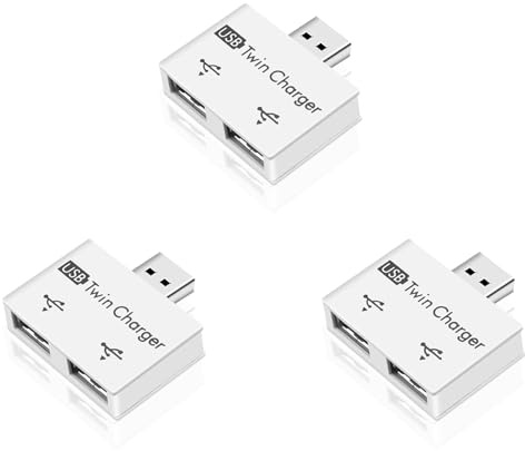 Gvvsjgdbis 3X Portable Mini USB Hub to 2 Port Charger Hub Adapter USB Splitter Dual USB Charging Extender for Phone Computer White