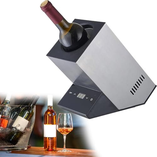 Beachtiful Wine Cooler, Electric Wine Chiller for 750mL Wine and Some Champagne Bottles, Single Bottle Wine Cooler Keep Cold Up to 24h, Portable Iceless Chiller at Party,D