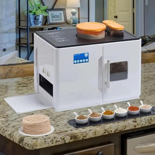 TRTDYFKH Tortilla Press Cooker, Capacity 15-20 Pcs, Baking Speed 0.1 PC/2'50 In, Thickness 1-1.5mm Adjustable, 20s Automatic Allocation, For Pancakes/Tortillas/breads/wraps 1800W