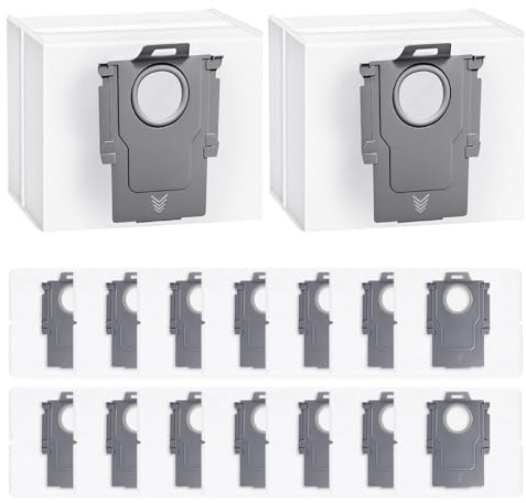 16 st. dammpåsar för Roborock S8 Pro Ultra/S8+/S7 MaxV Ultra/Q7+/Q7 Max+/Q5/Q5+/Q5 Max+/G10S Pro dammsugare sugstation, 3 l stor kapacitet dammsugarpåse reservpåse