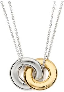 kate spade new york, Women's, Brass, Pendant Necklace, Silver Gold, Cubic Zirconia, Adult, Small Interlock, No Gemstone, 16-inch Chain with 3-inch Extension, 7.36g