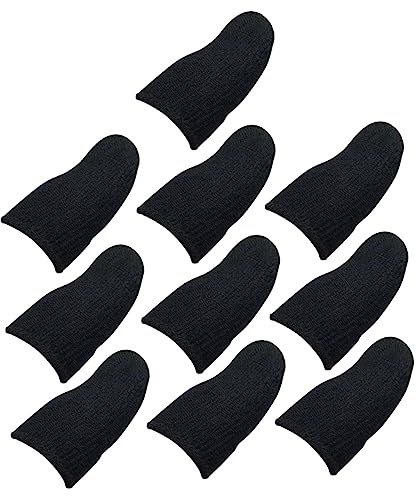 Gatuida Fingerschutzhüllen Isoliert Handfeuchtigkeit 10 Stück Schwarze aus Nylon und Silberstoff Antischweiß für Mobiles Gaming und Touchscreen Steuerung