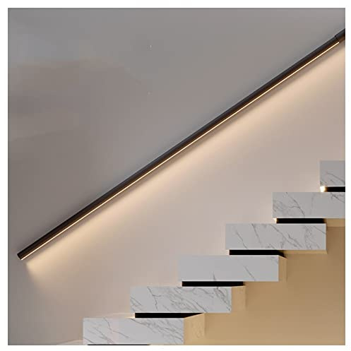 LED Aluminium il - Beleuchtete il = Wandmontierte Treppe il - Handgeländer für Innentreppen - Sicherheits-Haltegriff (Farbe: Schwarz, Größe: 0,5 m)
