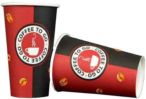 Made in DE 1000 x Kaffeebecher 300 ml, Hartpapier, 12oz, 0,3l Coffee to go | Coffeebecher Pappe, 80mm Durchmesser, Für Kaffee/Tee