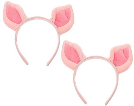 FOMIYES 2 Stück Schweineohren Stirnband aus Weichem Stoff Rutschfestes Rosa Tierohren Haarband für Damen Party Zubehör und Kostüm Accessoire